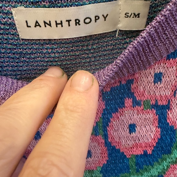 Lanhtropy Multicolor Floral Knit Sleeveless Sweater Vest Size S/M. - Picture 3 of 12